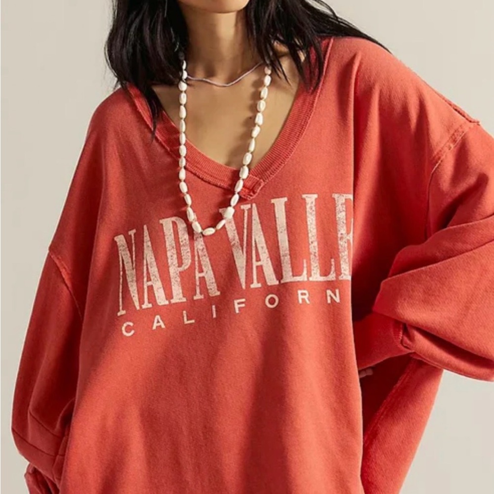 Free people Napa Valley Oversized Red Sweatshirt
